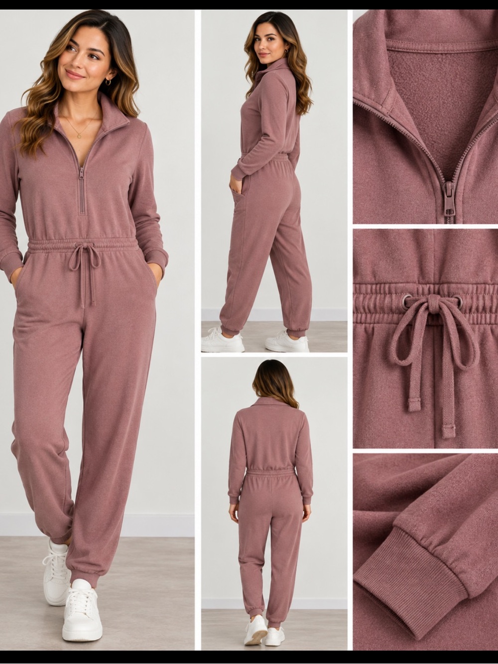 Andy's Cap Full-Zip Jumpsuit in Pink Size XS